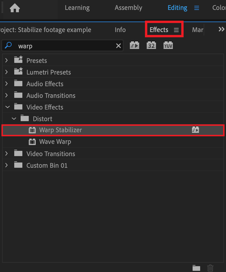 premiere pro warp stabilizer